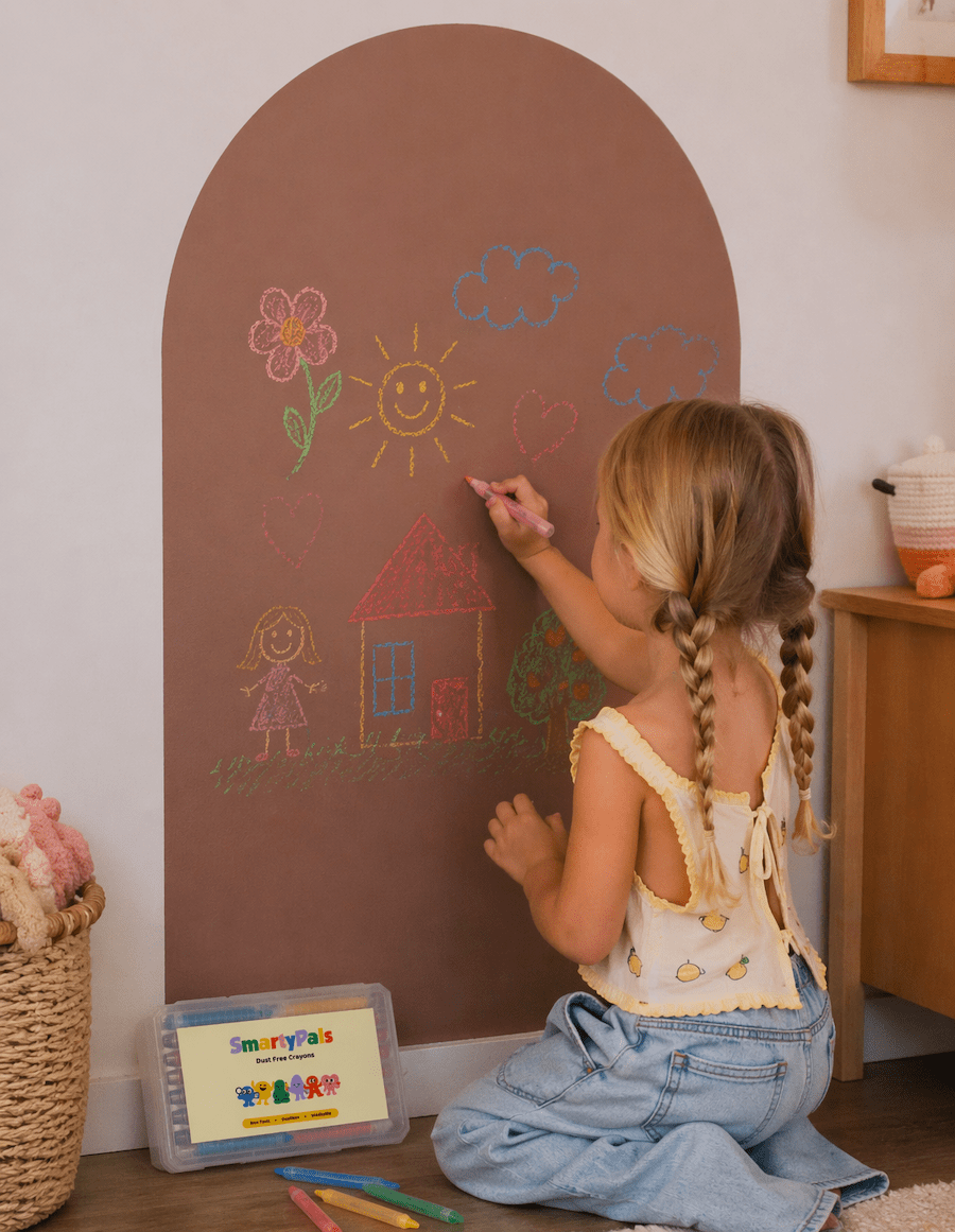 Dustless Chalk Crayons 12 Pack | Non - Toxic Twist - Up Crayons for Kids - Smartypals